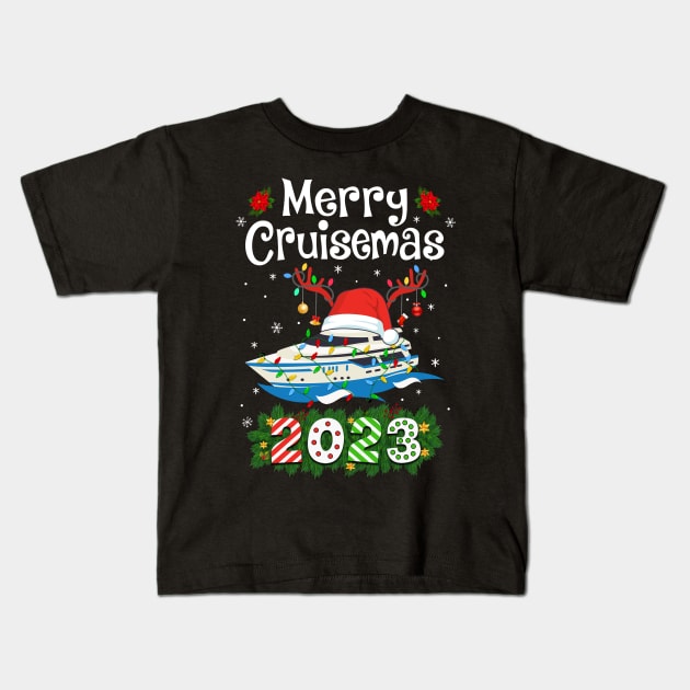 Merry Cruisemas 2023 Christmas Santa Reindeer Cruise Kids T-Shirt by James Green